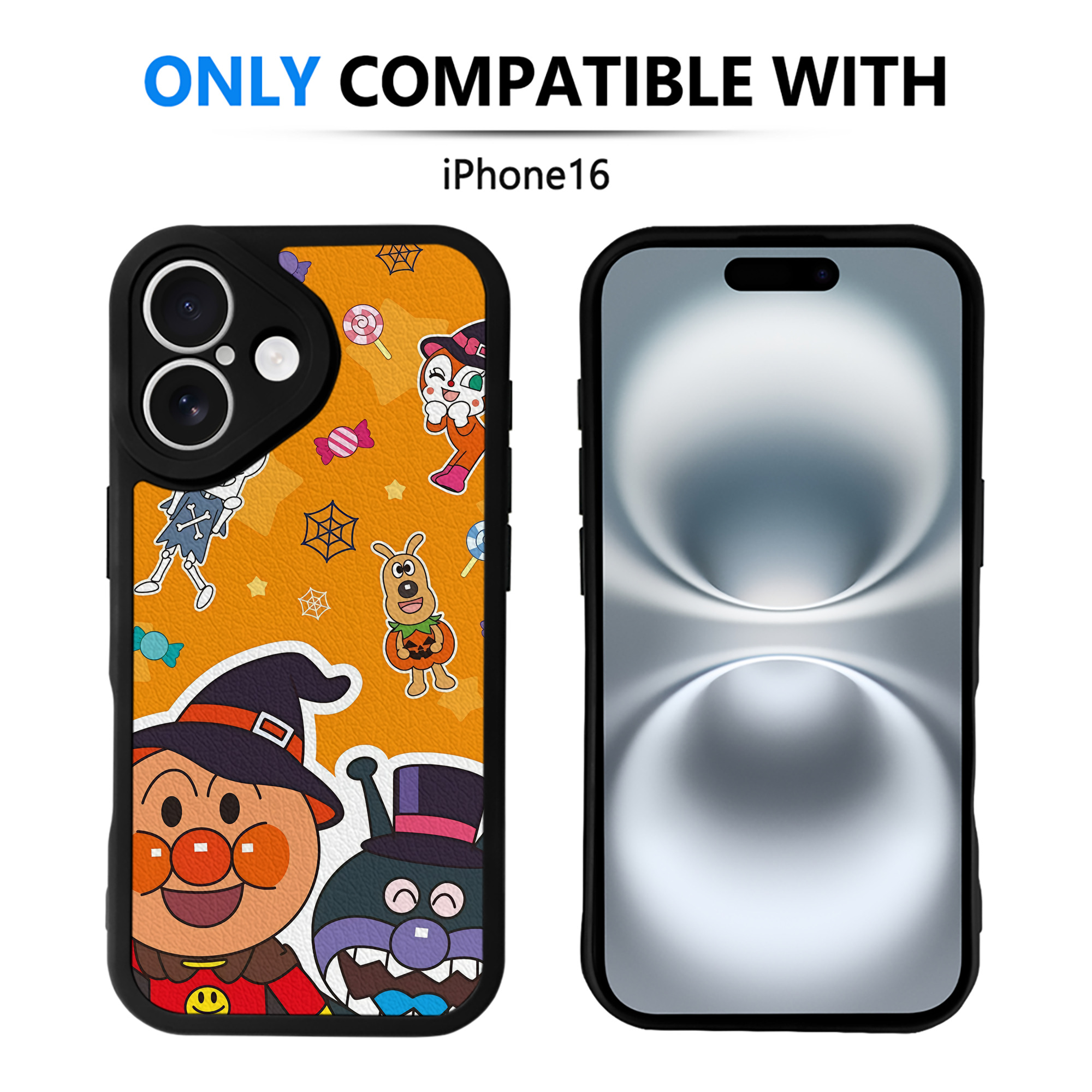 （画像用） アンパンマン Anpanman 【iPhone 16シリーズ対応】シリコンスマホケース（レザー調） 材質：シリコン